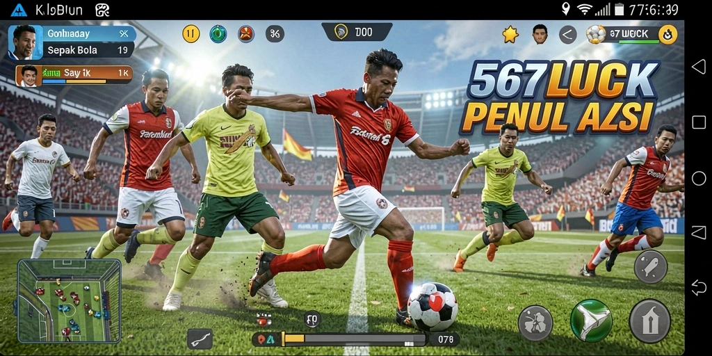 Screenshot menampilkan aksi seru dalam game Football 567LUCK.