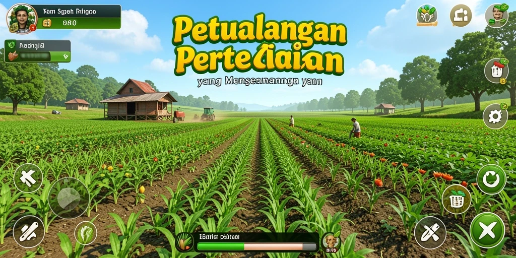 Tangkapan layar utama 8180 menunjukkan gameplay bertani yang seru dan interaktif.