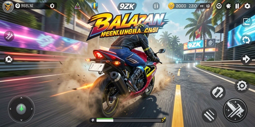 Tampilan gameplay 9ZK yang mendebarkan dan menantang para pembalap.