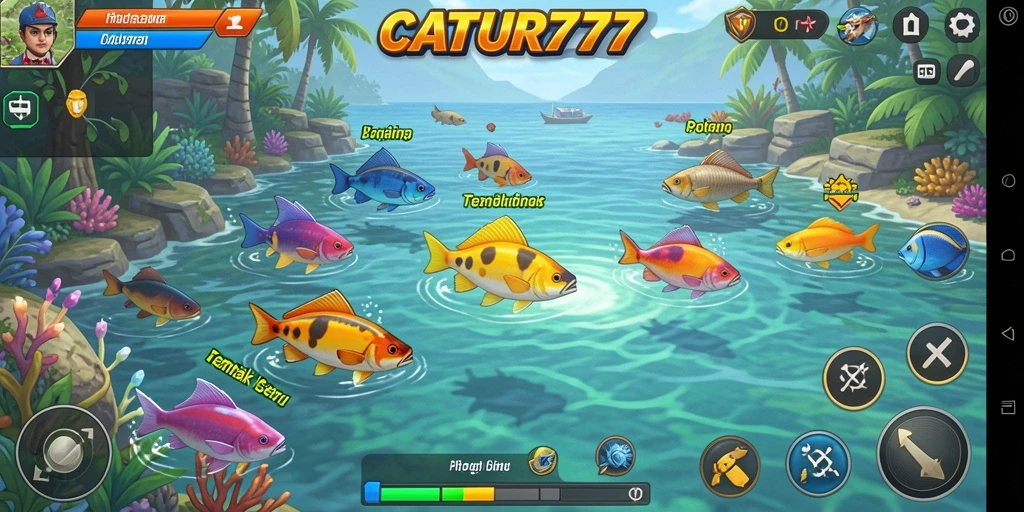 Screenshot gameplay Tembak Ikan yang penuh warna dan menarik.