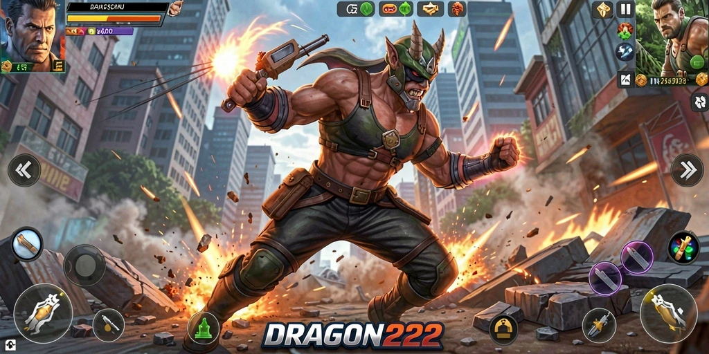 Tampilan gameplay pertarungan yang mendebarkan dalam DRAGON222.