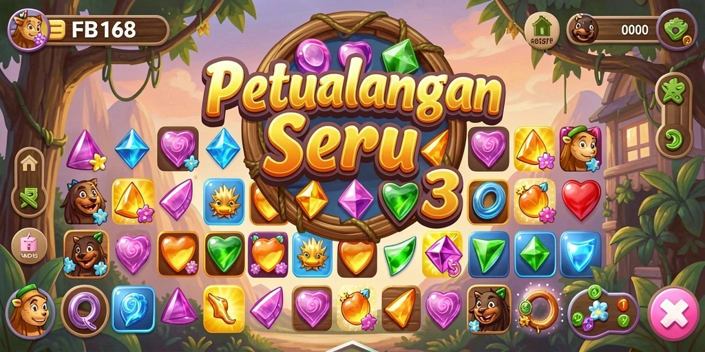 Tangkapan layar FB168 menampilkan aksi gameplay Match-3 yang seru.