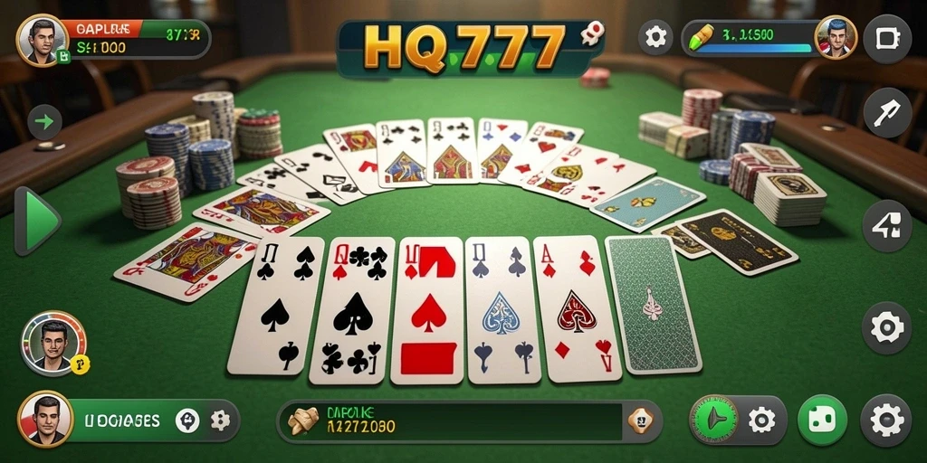 Tangkapan layar utama HQ777 menampilkan gameplay Gaple yang seru.