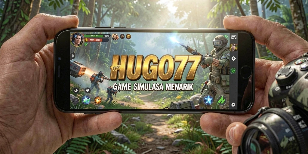 Tangkapan layar utama HUGO77 yang menunjukkan gameplay simulasi yang menarik.