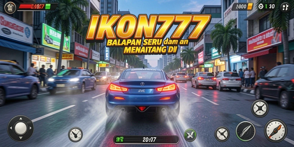 Screenshot gameplay IKON777 menampilkan balapan seru di trek yang menantang.
