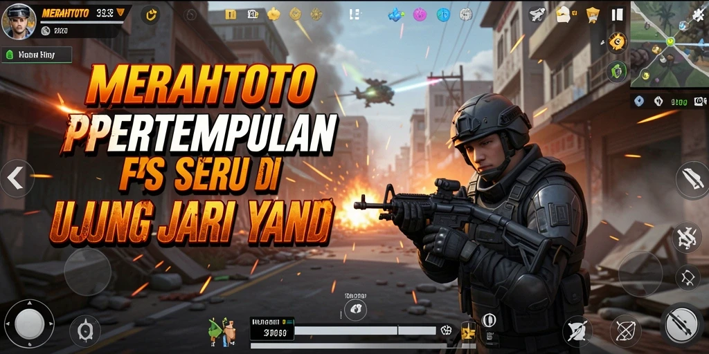 Tampilan aksi seru dalam game FPS MERAHTOTO.