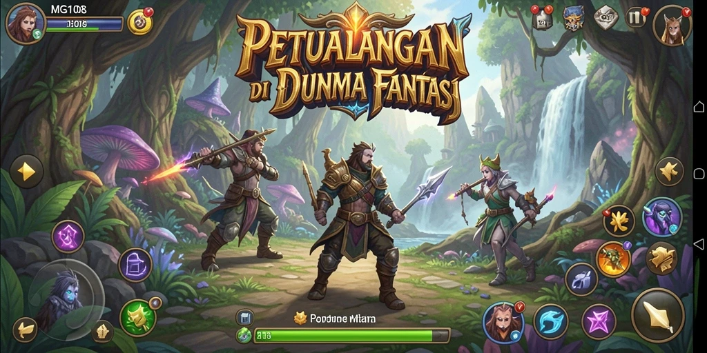 Screenshot <strong>MG108</strong> menampilkan aksi seru di tengah pertempuran RPG.