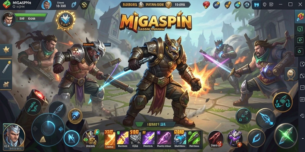 Tampilan seru gameplay MIGASPIN dalam aksi MOBA.
