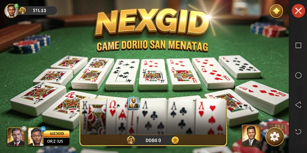 Screenshot gameplay NEXGID menampilkan aksi domino seru.