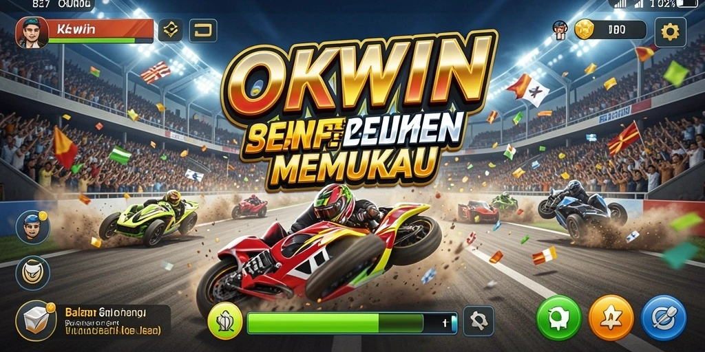 Tampilan gameplay balapan yang menarik dan mendebarkan di OKWIN.