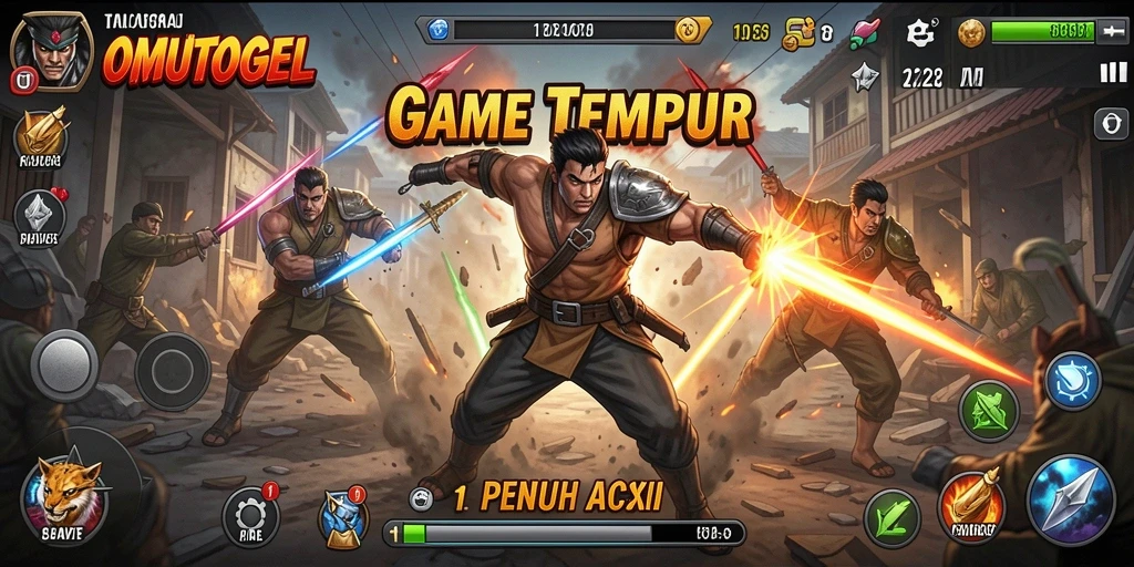 Tangkapan layar menampilkan aksi pertempuran seru di OMUTOGEL.