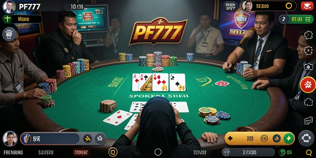 Tampilan aksi seru dalam permainan Poker PF777.