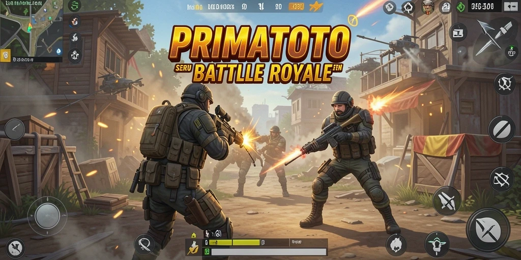 Screenshot gameplay PRIMATOTO menampilkan aksi pertempuran yang mendebarkan.