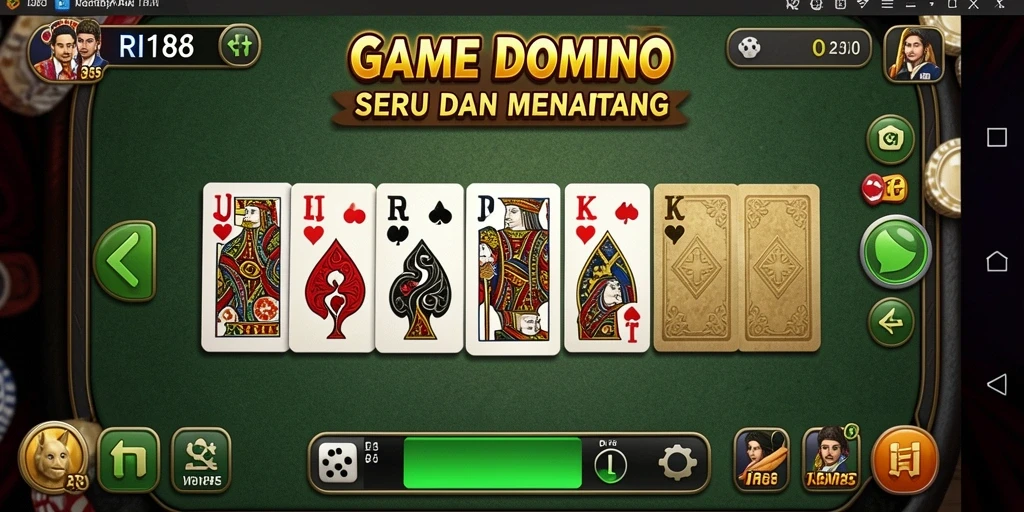 Screenshot utama RI188 menampilkan gameplay Domino yang seru dan interaktif.