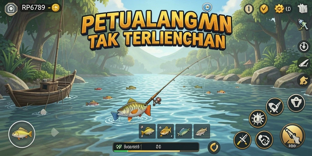 Screenshot utama RP6789 menampilkan gameplay memancing yang seru dan mendebarkan.