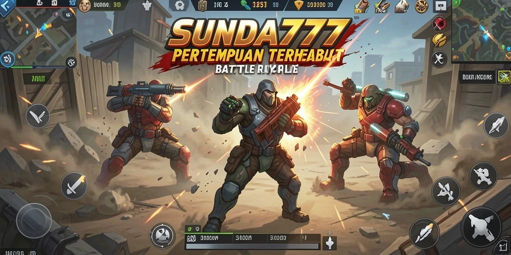 Tangkapan layar utama SUNDA777 yang menunjukkan aksi pertempuran Battle Royale.