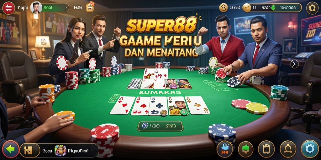 Screenshot gameplay SUPER88 menampilkan aksi intens permainan Poker.