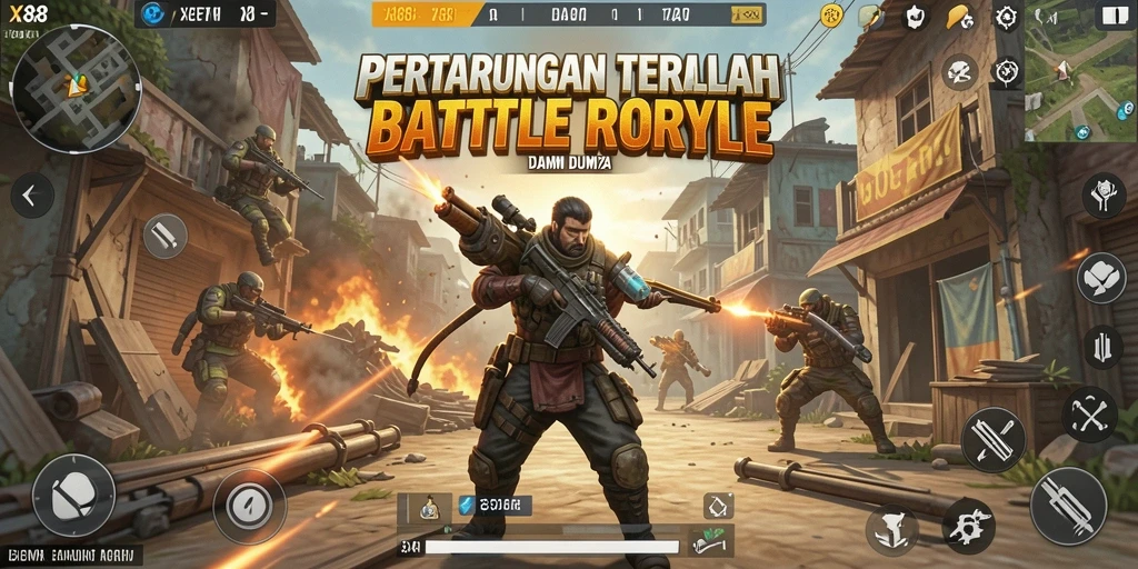 Gameplay menegangkan dalam pertarungan Battle Royale di X88.